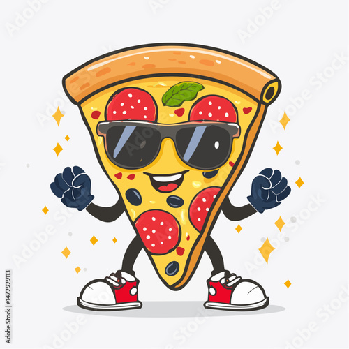 Cartoon character of pizza vector t shirt design, vector graphic, typographic poster or tshirts street wear and Urban style