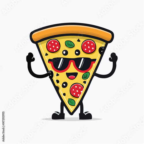 Cartoon character of pizza vector t shirt design, vector graphic, typographic poster or tshirts street wear and Urban style