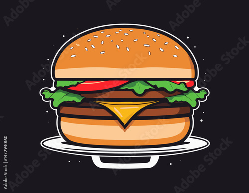 cartoon character of burger Graphic Design for T shirt Street Wear and Urban Style