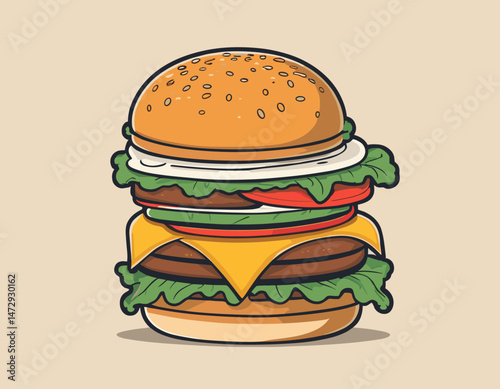cartoon character of burger Graphic Design for T shirt Street Wear and Urban Style