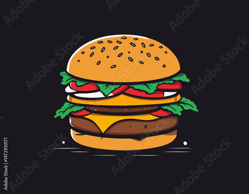 cartoon character of burger Graphic Design for T shirt Street Wear and Urban Style