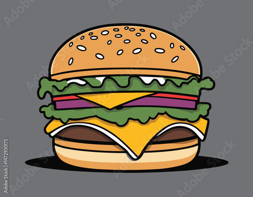 cartoon character of burger Graphic Design for T shirt Street Wear and Urban Style