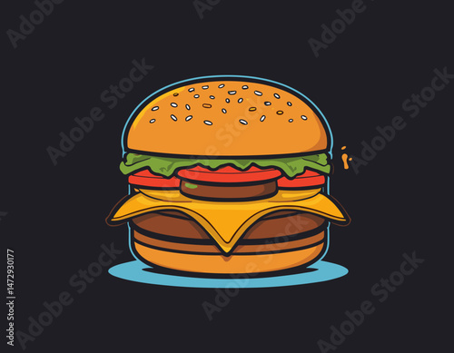 cartoon character of burger Graphic Design for T shirt Street Wear and Urban Style