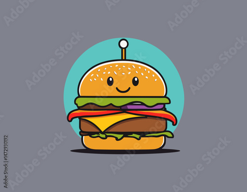 cartoon character of burger Graphic Design for T shirt Street Wear and Urban Style
