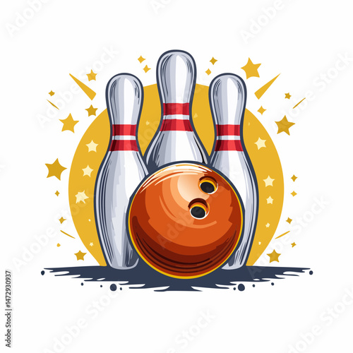 vintage illustration of bowling vector t shirt design, vector graphic, typographic poster or tshirts street wear and Urban style