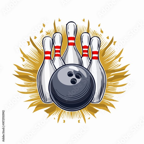 vintage illustration of bowling vector t shirt design, vector graphic, typographic poster or tshirts street wear and Urban style