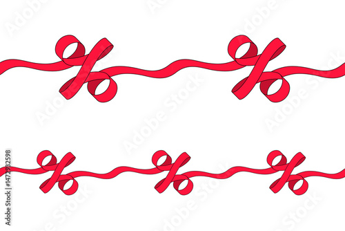 Seamless pattern of ribbons in shape of percent signs, design elements