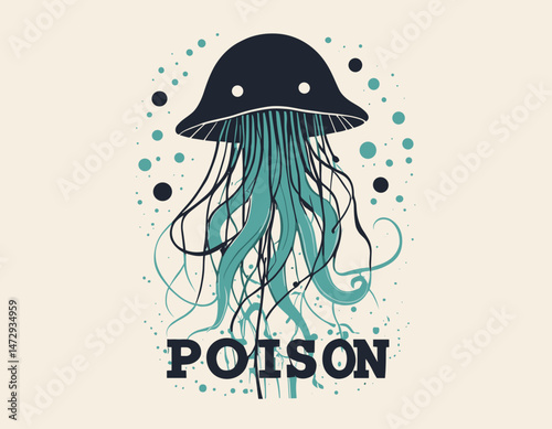 Poison jellyfish t shirt design, vector graphic, typographic poster or tshirts street wear and Urban style