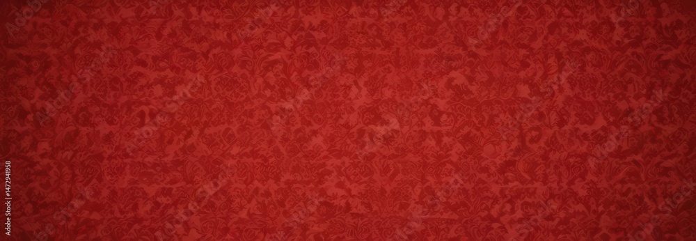 Fototapeta premium Vintage red damask flock wallpaper, retro design, art, shabby chic