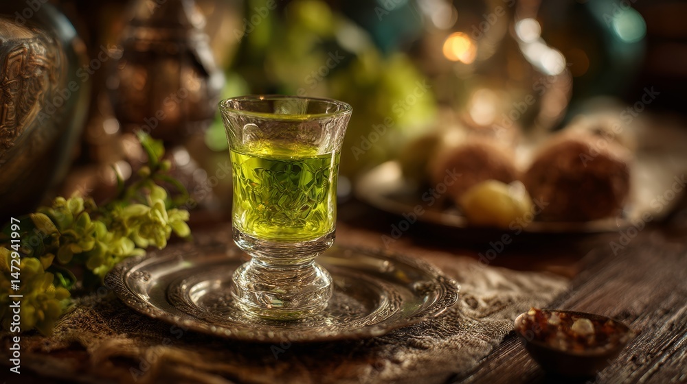 Fototapeta premium Absinthe shot. Premium photo
