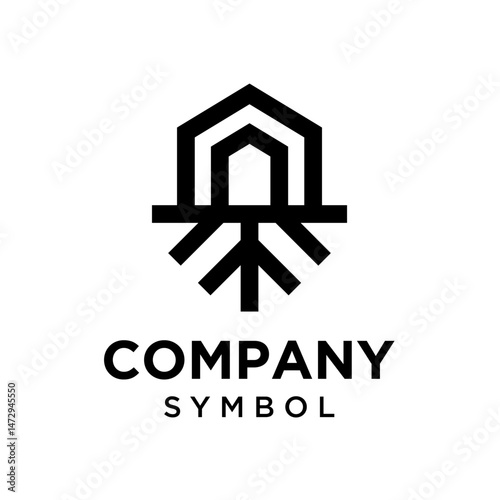 Unique House Root Logo Template