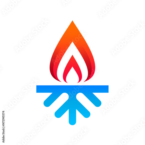 Hot and Cold Logo Concept. Suitable for heating, ventilation, and air conditioning business 