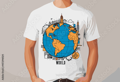 Aesthetic illustration of world t shirt design, vector graphic, typographic poster or tshirts street wear and Urban style