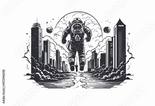 Aesthetic illustration of Doomsday t shirt design, vector graphic, typographic poster or tshirts street wear and Urban style