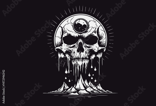 Aesthetic illustration of Doomsday t shirt design, vector graphic, typographic poster or tshirts street wear and Urban style