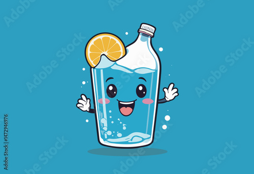 cartoon character of mineral water Graphic Design for T shirt Street Wear and Urban Style