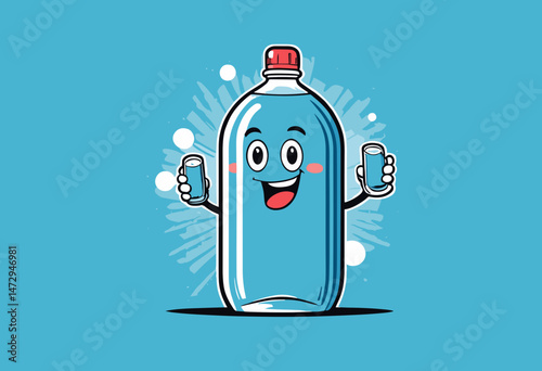 cartoon character of mineral water Graphic Design for T shirt Street Wear and Urban Style