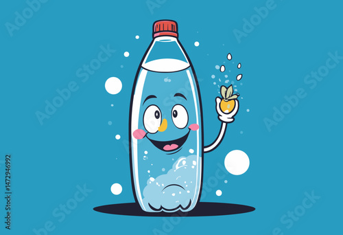 cartoon character of mineral water Graphic Design for T shirt Street Wear and Urban Style