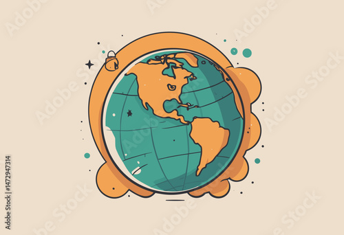 Retro Poster cartoon character of earth Graphic Design for T shirt Street Wear and Urban Style