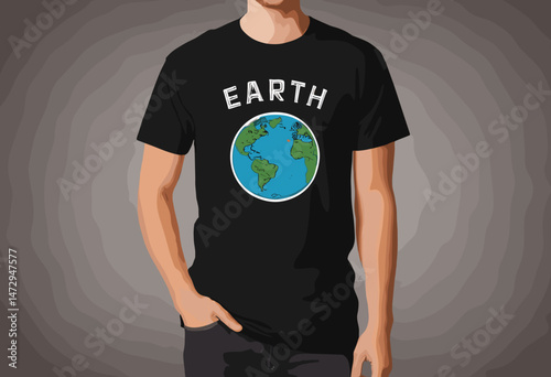 Vintage illustration of EARTH t shirt design, vector graphic, typographic poster or tshirts street wear and Urban style