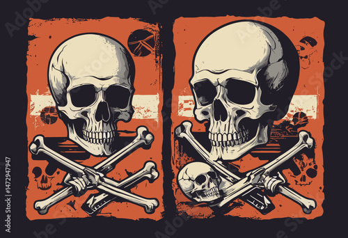 Skull retro poster and graphic design for t shirt street wear