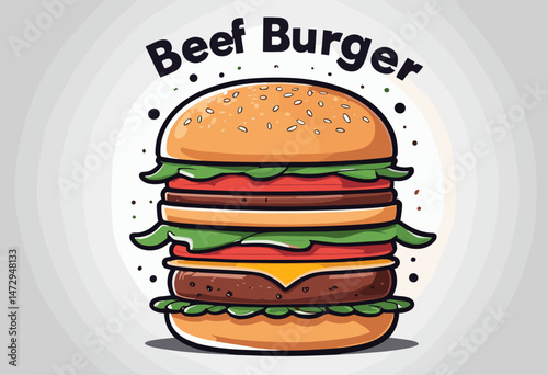 cartoon character of beef burger Graphic Design for T shirt Street Wear and Urban Style