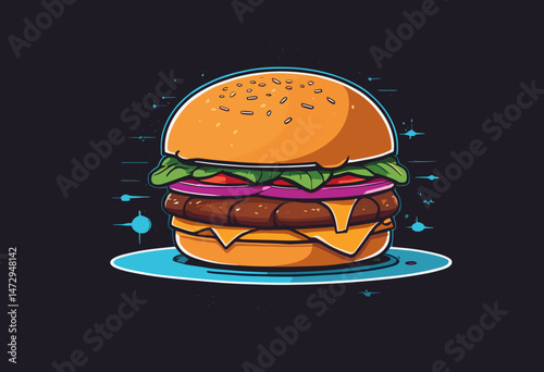 cartoon character of beef burger Graphic Design for T shirt Street Wear and Urban Style