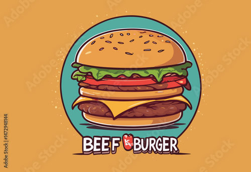 cartoon character of beef burger Graphic Design for T shirt Street Wear and Urban Style