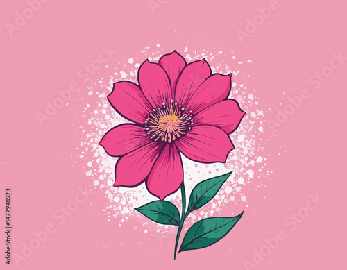 Polygonal illustration of Pink flower t shirt design, vector graphic, typographic poster or tshirts street wear and Urban style