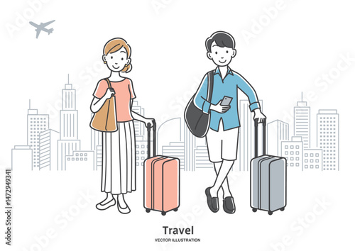 旅行に出かける若いカップル