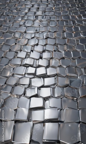 Reflective silver geometric grid, polished metallic texture,  texture,  architecture