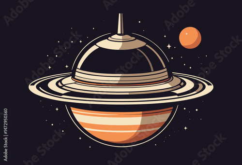 cartoon character of saturn planet Graphic Design for T shirt Street Wear and Urban Style