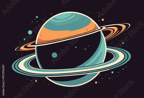 cartoon character of saturn planet Graphic Design for T shirt Street Wear and Urban Style