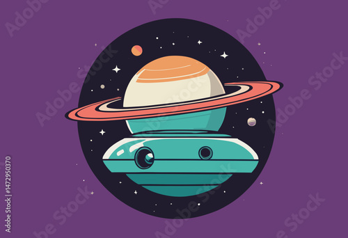 cartoon character of saturn planet Graphic Design for T shirt Street Wear and Urban Style