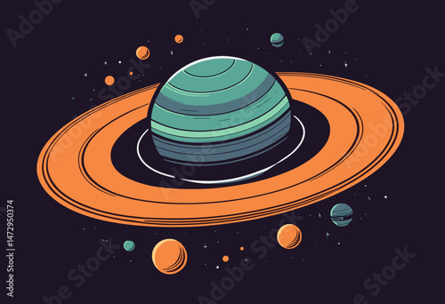 cartoon character of saturn planet Graphic Design for T shirt Street Wear and Urban Style