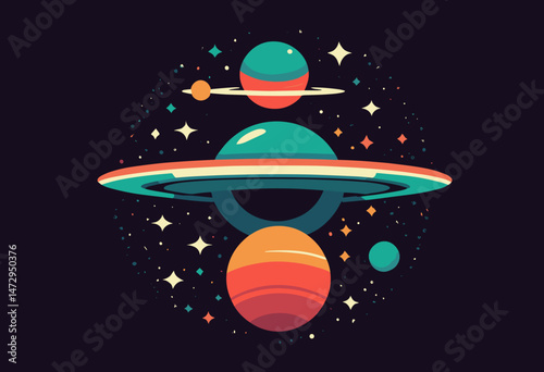 cartoon character of saturn planet Graphic Design for T shirt Street Wear and Urban Style