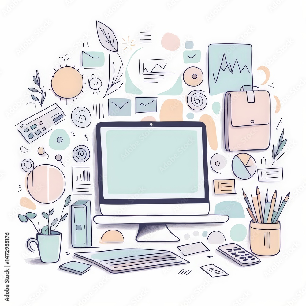 flat vector design of modern workspace flat vector design of modern workspace