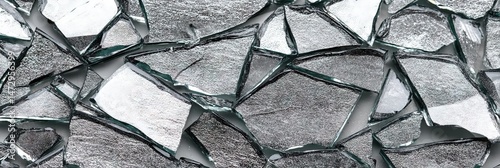 silver shattered, jagged, sharp, glass 