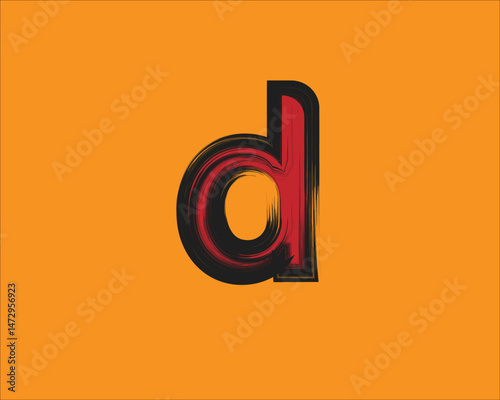 Letter d logo drawn with a paintbrush