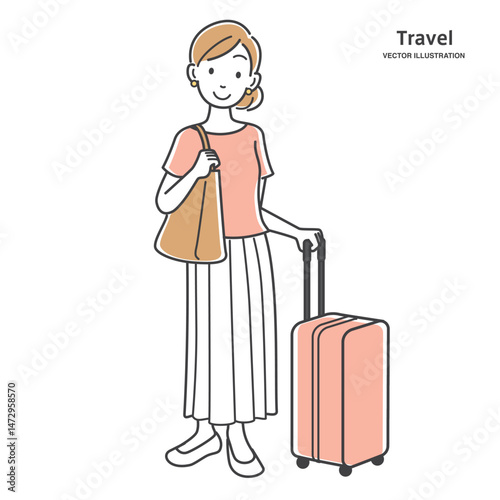 旅行に出かける若い女性