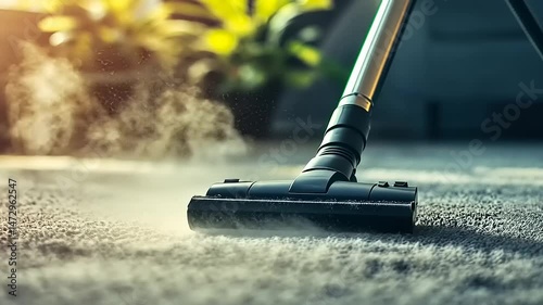 Efficient carpet cleaning process using modern steam vacuum cleaner technology
