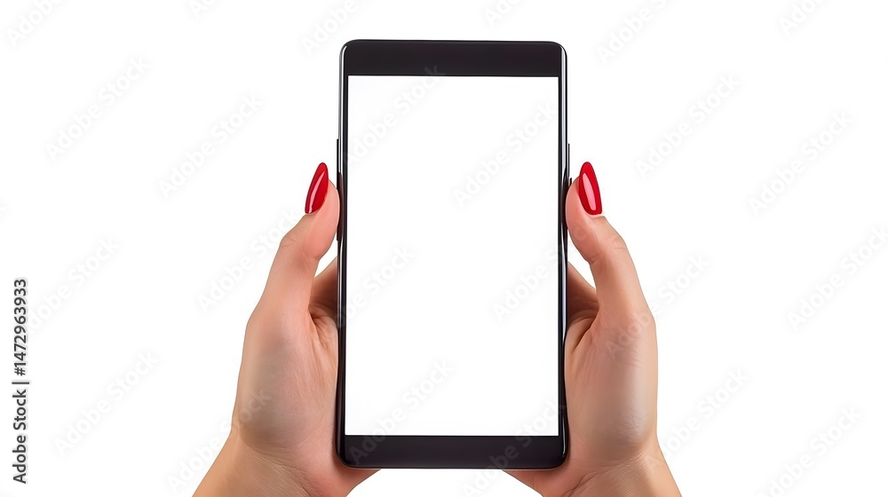 Woman Hands Holding Smartphone Blank Screen Mockup Woman Hands Holding Smartphone Blank Screen Mockup