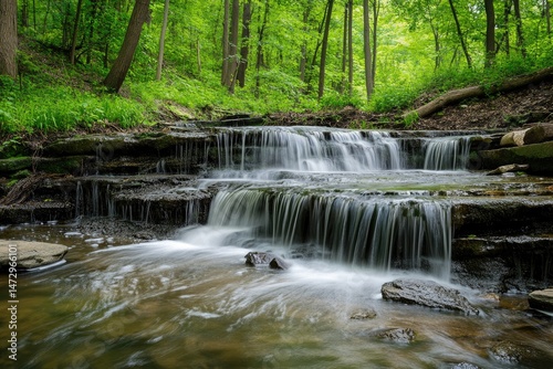 Cascading waterfall in lush forest (13)