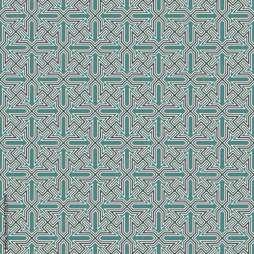 Seamless ethnic ornament. Tribal wallpaper. Arrows image. Folk pattern. Geeometric backdrop. Mosaics motif. Grid background. Digital paper. Textile print. Ethnical web design. Abstract vector art