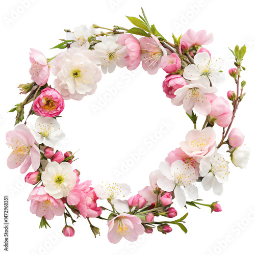 Wallpaper Mural beautiful wreath made of pink and white flowers, png transparent background Torontodigital.ca