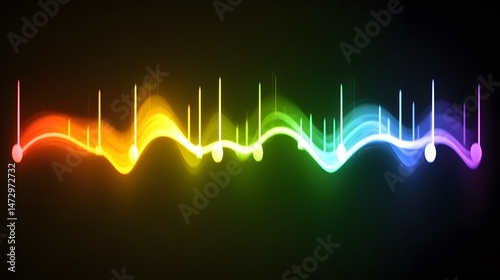 Abstract Rainbow Wave Energy Flow Vibrant Glowing Lines Background