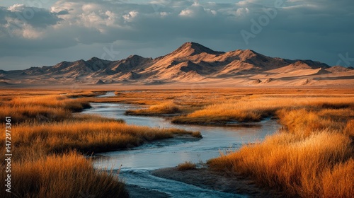 Dunes overshadow freshwater spring in Arher, creating a serene natural landscape.