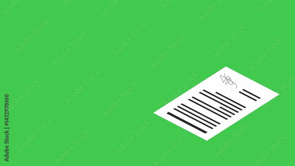 Businessman hand signs document or contract, legal agreement with signature and stamp on top, 2d flat cartoon design. paper signing, making deal