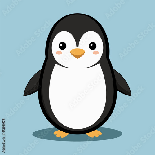 Charming Penguin Portrait: An adorable penguin stands regally, its captivating eyes reflecting the beauty and wonder of nature. Perfectly crafted vector style and designed for versatile creative use.