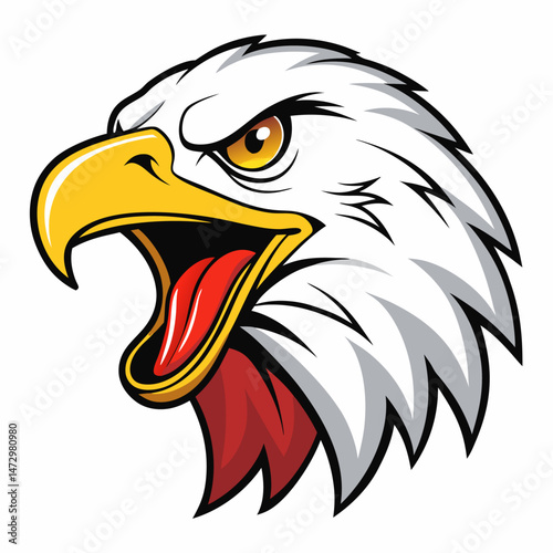 Majestic Eagle Portrait: A striking headshot of a bald eagle, a symbol of freedom, showcases its intense gaze and powerful beak against a clean backdrop.